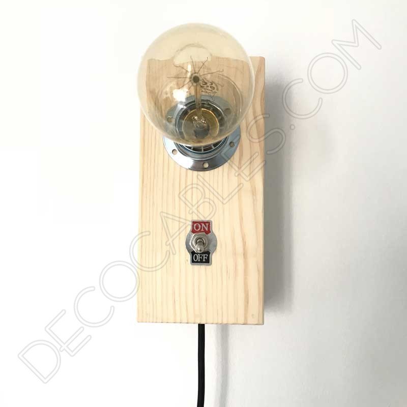 Lámpara caja de madera sobremesa y pared Lámpara caja de madera sobremesa y pared