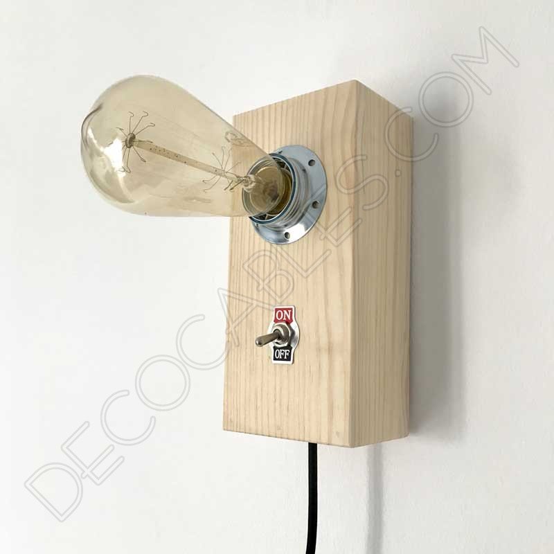 Lámpara caja de madera sobremesa y pared Lámpara caja de madera sobremesa y pared