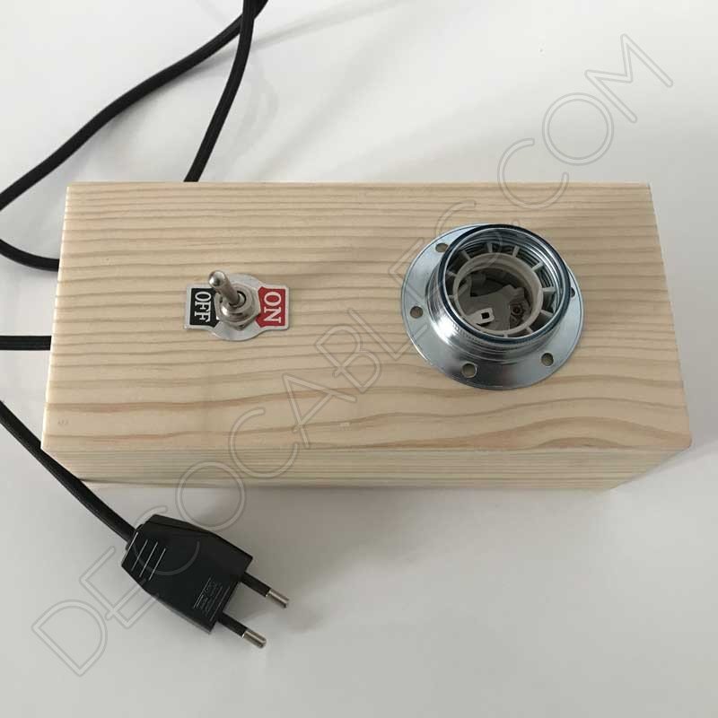 Lámpara caja de madera sobremesa y pared Lámpara caja de madera sobremesa y pared