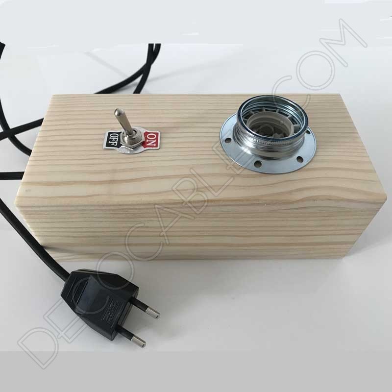 Lámpara caja de madera sobremesa y pared Lámpara caja de madera sobremesa y pared