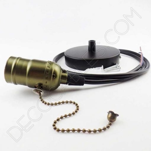 Lampara colgante retro con portalámparas con interruptor de cadena oro viejo