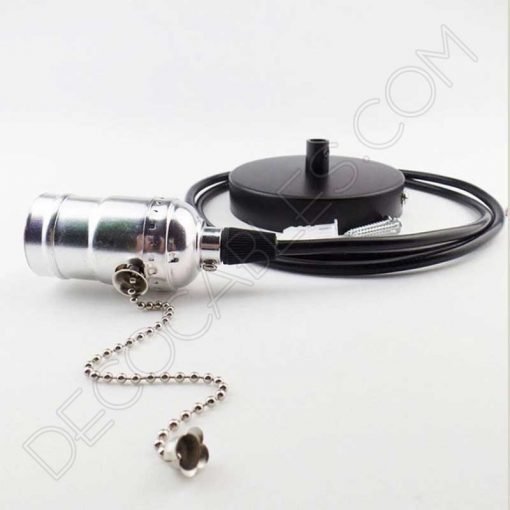 Lampara colgante retro con portalámparas con interruptor de cadena cromo