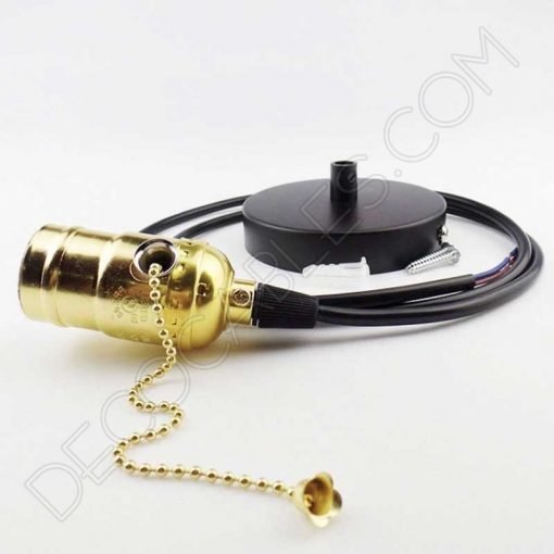 Lampara colgante retro con portalámparas con interruptor de cadena dorada