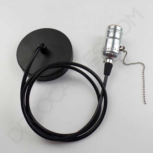 Lampara colgante retro con portalámparas con interruptor de cadena cromo