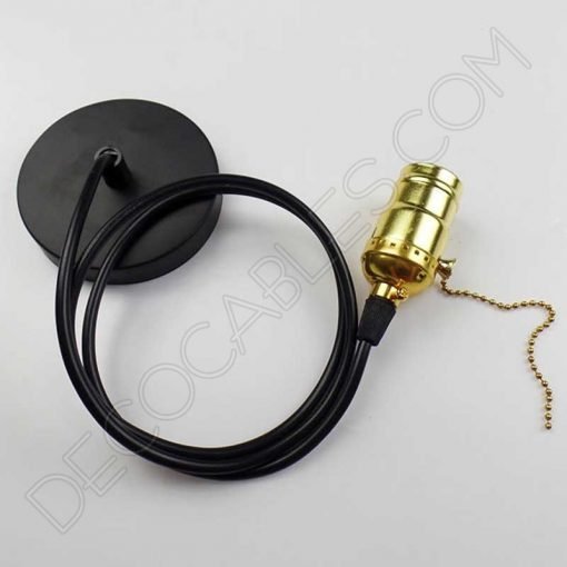 Lampara colgante retro con portalámparas con interruptor de cadena dorada