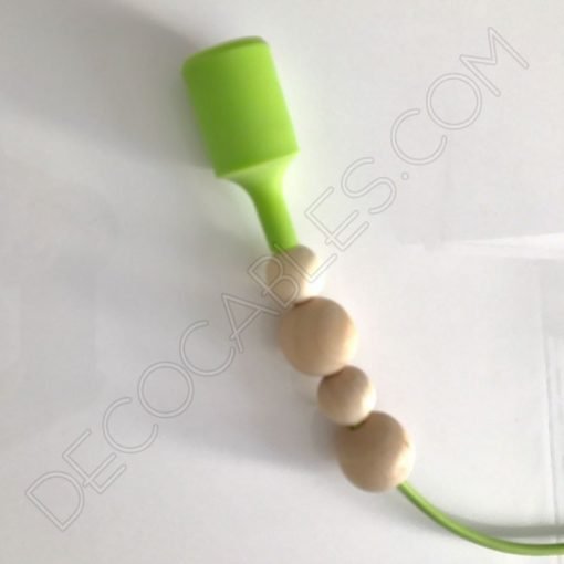 Lámpara colgante de silicona y bolas de madera