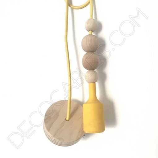 Lámpara colgante de silicona y bolas de madera
