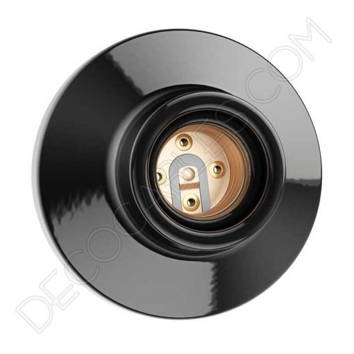 Portalámparas zócalo Retro porcelana negro Elektra 4 Portalámparas negro de porcelana zócalo modelo Elektra