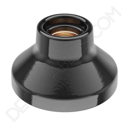 Portalámparas zócalo Retro porcelana negro Elektra 3 Portalámparas negro de porcelana zócalo modelo Elektra