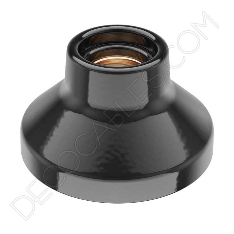 Portalámparas negro de porcelana zócalo modelo Elektra Portalámparas negro de porcelana zócalo modelo Elektra