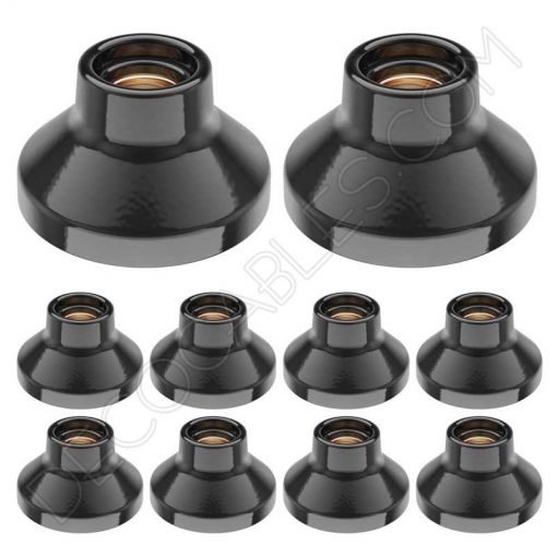 Portalámparas zócalo Retro porcelana negro Elektra 9 Portalámparas negro de porcelana zócalo modelo Elektra