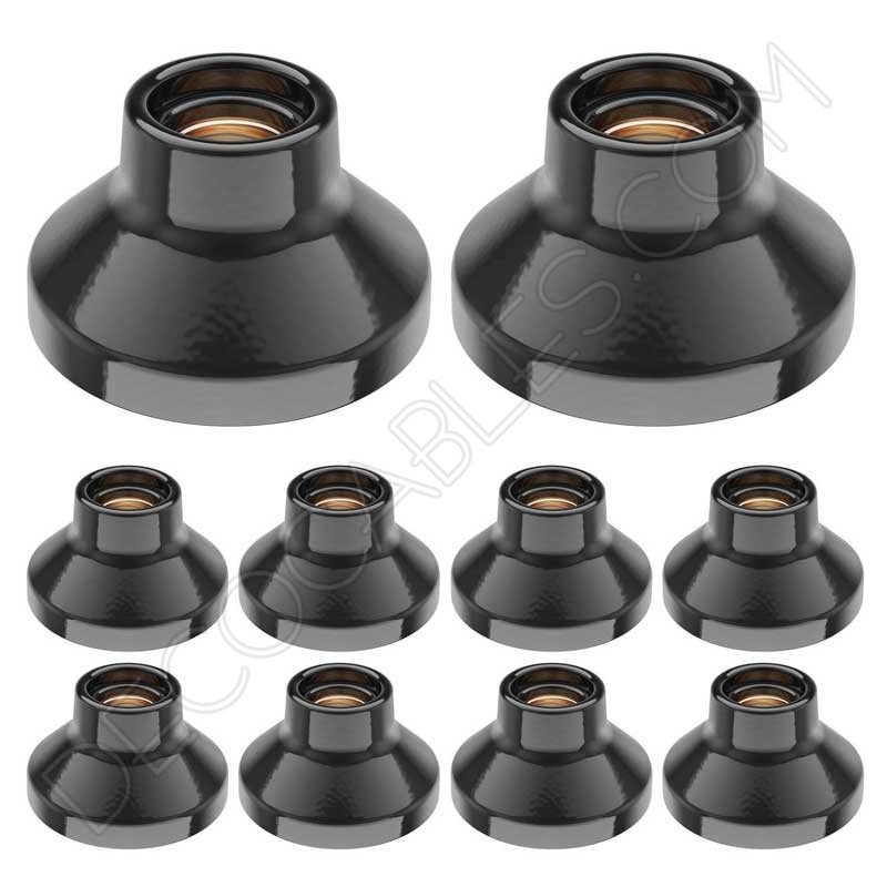 Portalámparas negro de porcelana zócalo modelo Elektra Portalámparas negro de porcelana zócalo modelo Elektra