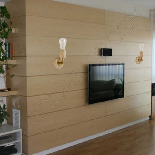 Foco de madera con brazo fijo simple8 5 Foco aplique de pared en latón y madera