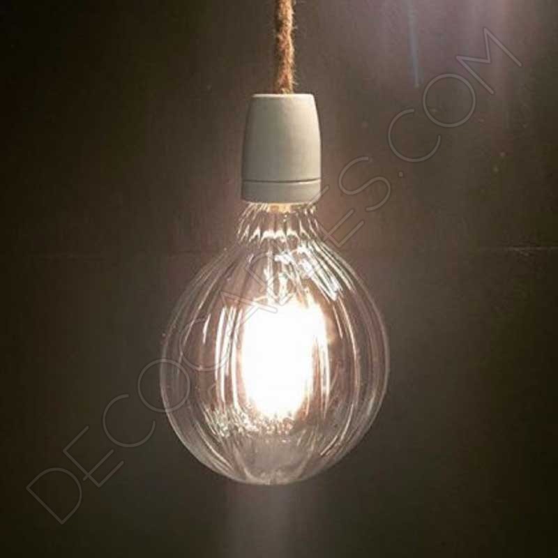 Bombilla decorativa globo filamento led rayada transparente 95mm Bombilla decorativa globo filamento led rayada transparente 95mm