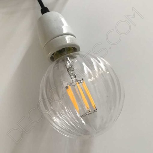 Bombilla filamento Led Globo Rayada transparente (95mm) 2 Bombilla decorativa globo filamento led rayada transparente 95mm