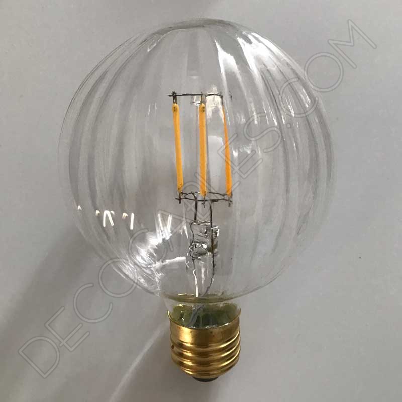 Bombilla decorativa globo filamento led rayada transparente 95mm Bombilla decorativa globo filamento led rayada transparente 95mm