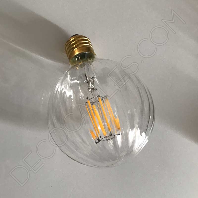Bombilla decorativa globo filamento led rayada transparente 95mm Bombilla decorativa globo filamento led rayada transparente 95mm