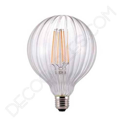 Bombilla decorativa globo filamento led rayada transparente 95mm