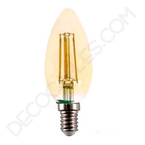 Bombilla Vela de Filamento Led Gold 2 Bombilla vela rizada filamento led gold cristal ámbar