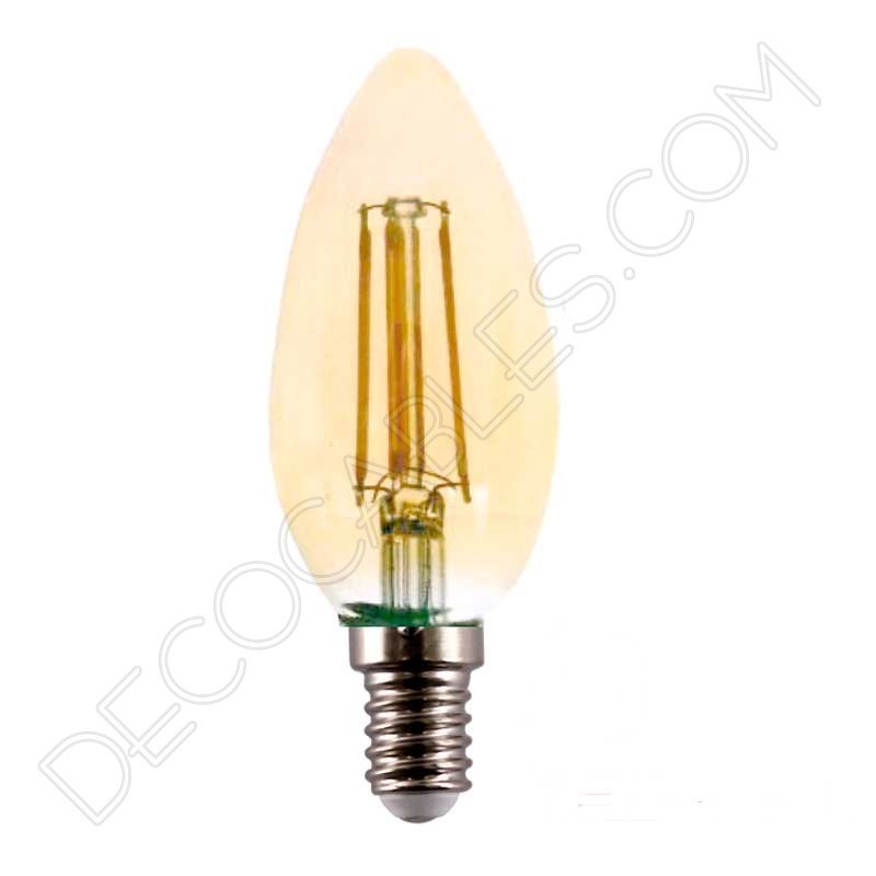 Bombilla vela rizada filamento led gold cristal ámbar Bombilla vela rizada filamento led gold cristal ámbar