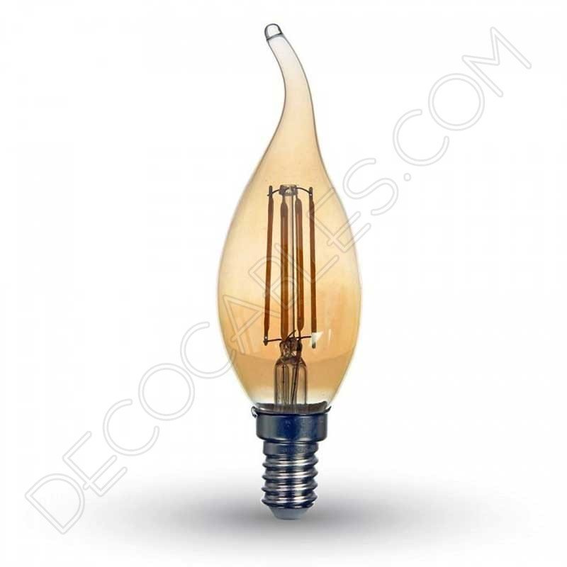 Bombilla vela rizada filamento led gold cristal ámbar Bombilla vela rizada filamento led gold cristal ámbar