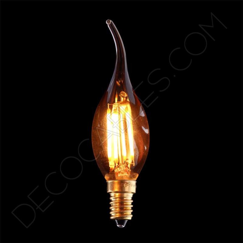 Bombilla vela rizada filamento led gold cristal ámbar Bombilla vela rizada filamento led gold cristal ámbar