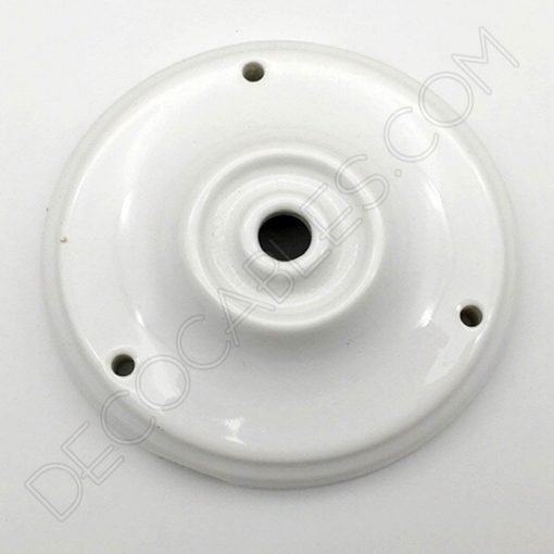 Florón cerámica esmaltada (varios colores) 2 Florón cerámica esmaltada para soporte de lámparas blanco