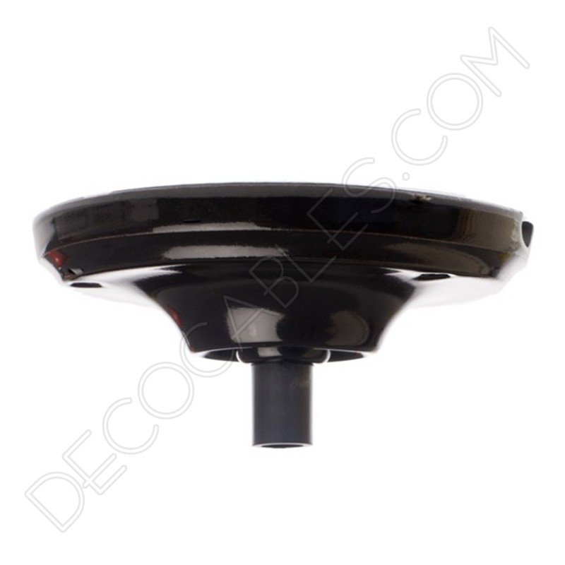 Florón cerámica esmaltada para soporte de lámparas negro Florón cerámica esmaltada para soporte de lámparas negro