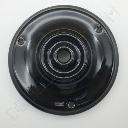 Florón cerámica esmaltada para soporte de lámparas negro