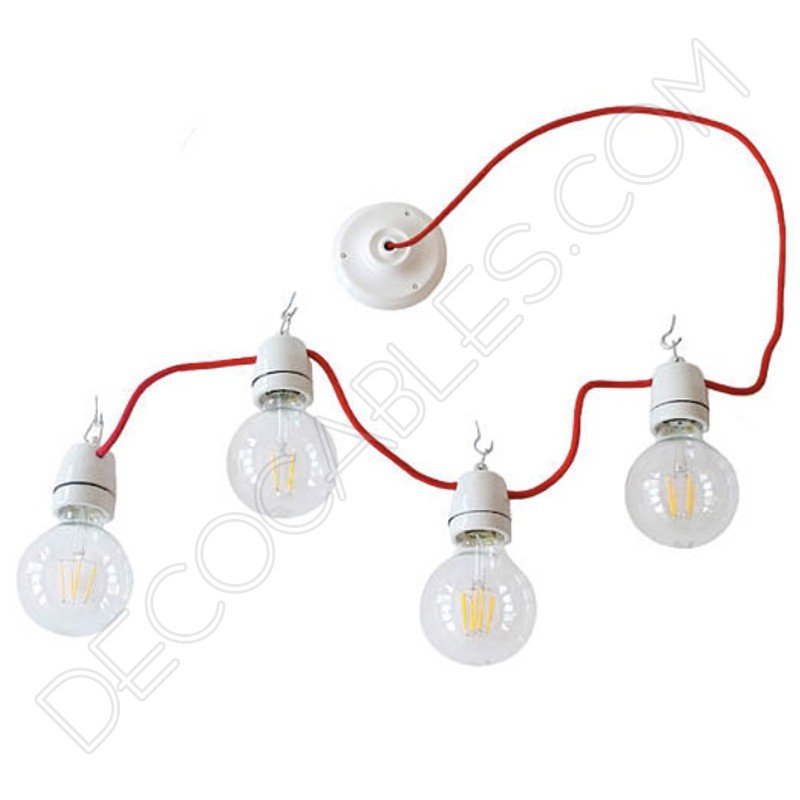 Guirnalda de interior en cerámica blanca y cable de tela Guirnalda de interior en cerámica blanca y cable de tela