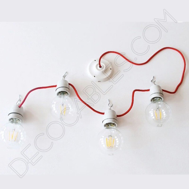 Guirnalda de interior en cerámica blanca y cable de tela Guirnalda de interior en cerámica blanca y cable de tela