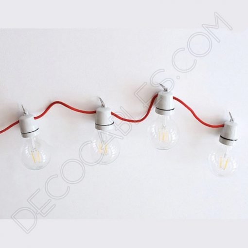 Guirnalda de luces de interior en cerámica 2 Guirnalda de interior en cerámica blanca y cable de tela