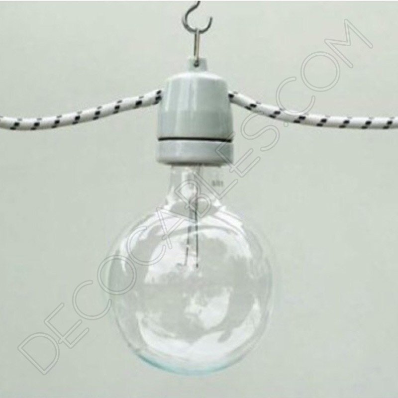 Guirnalda de interior en cerámica blanca y cable de tela Guirnalda de interior en cerámica blanca y cable de tela