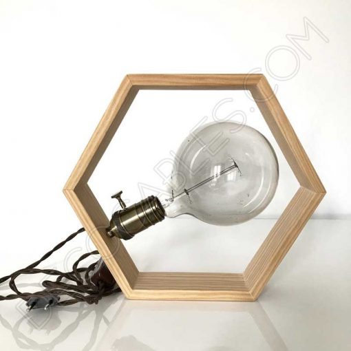 Lámpara de madera hexágono