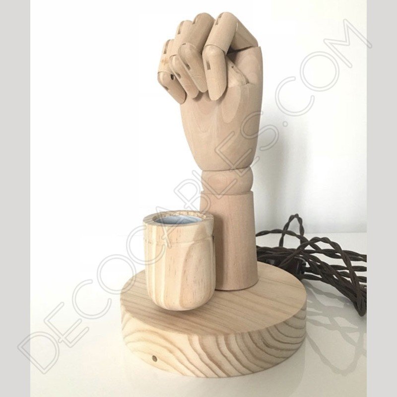 Lámpara de mesa de madera modelo mano articulada Lámpara de mesa de madera modelo mano articulada