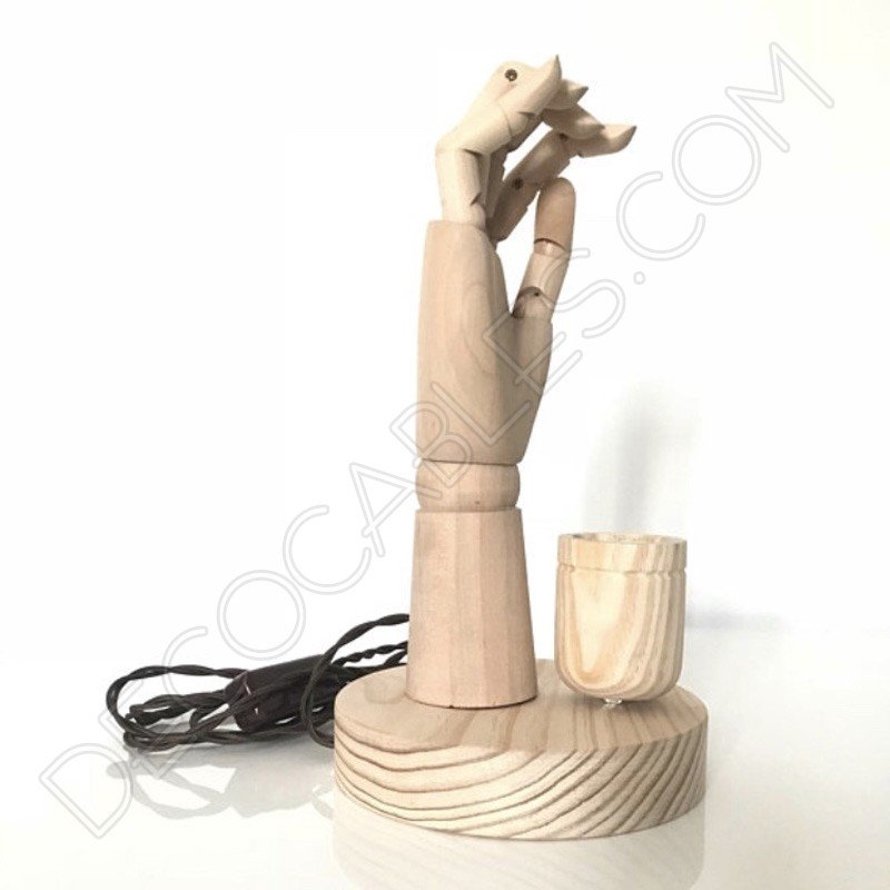 Lámpara de mesa de madera modelo mano articulada Lámpara de mesa de madera modelo mano articulada