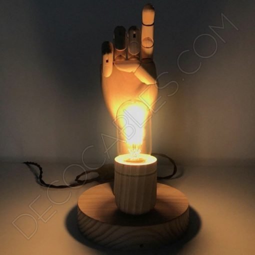 Lámpara de mesa de madera mano articulada 3 Lámpara de mesa de madera modelo mano articulada