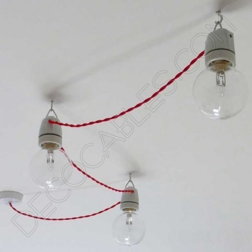 Guirnalda de luces de interior en cerámica 5 Guirnalda de interior en cerámica blanca y cable de tela