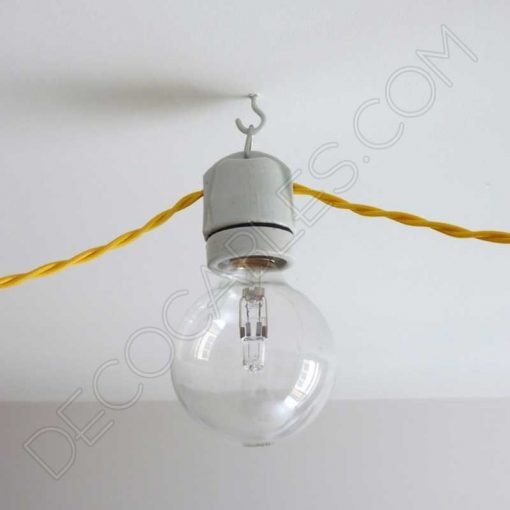 Guirnalda de luces de interior en cerámica 6 Guirnalda de interior en cerámica blanca y cable de tela