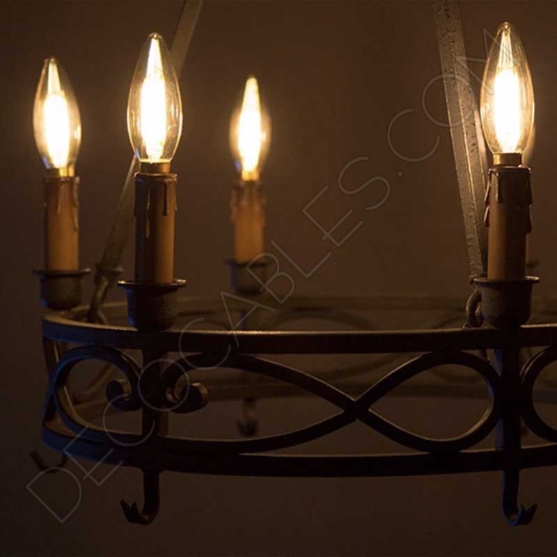 Bombilla vela rizada filamento led gold cristal ámbar Bombilla vela rizada filamento led gold cristal ámbar