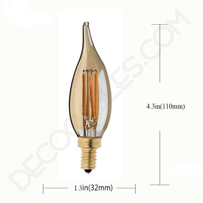 Bombilla vela rizada filamento led gold cristal ámbar Bombilla vela rizada filamento led gold cristal ámbar