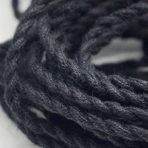 Cable de cuerda trenzada de 3 hilos negro