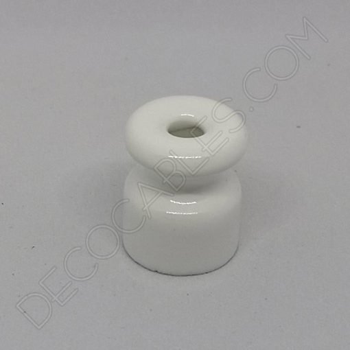 Aislador de porcelana mediano para cable trenzado (blanco) 4 Aislador cerámico blanco para cable eléctrico trenzado