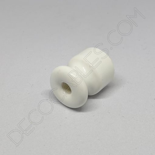 Aislador de porcelana mediano para cable trenzado (blanco) 3 Aislador cerámico blanco para cable eléctrico trenzado