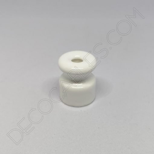 Aislador de porcelana mediano para cable trenzado (blanco) 2 Aislador cerámico blanco para cable eléctrico trenzado