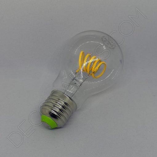 Bombilla led estándar transparente filamento espiral 4W luz cálida