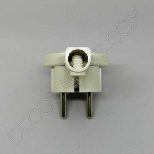 Clavija extraplana con anilla y toma de tierra (blanca o negra) 4 Clavija bipolar extraplana blanca con anilla y toma de tierra para detrás de los muebles