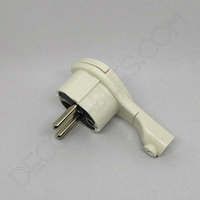 Clavija bipolar extraplana blanca con anilla y toma de tierra para detrás de los muebles Clavija bipolar extraplana blanca con anilla y toma de tierra para detrás de los muebles