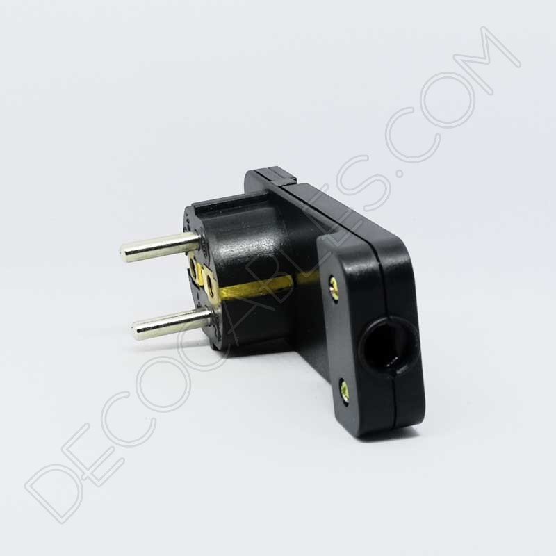 Clavija bipolar extraplana negra con toma de tierra para detrás de los muebles Clavija bipolar extraplana negra con toma de tierra para detrás de los muebles