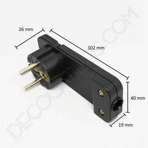 Clavija extraplana negra con anilla y toma de tierra 6 Clavija bipolar extraplana negra con toma de tierra para detrás de los muebles